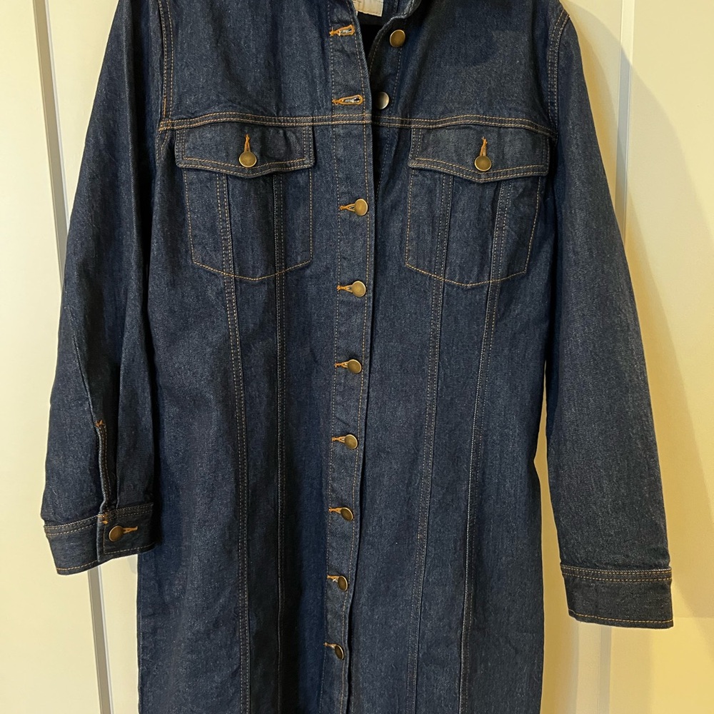 LOFT Dark Denim Dress with Button Detail